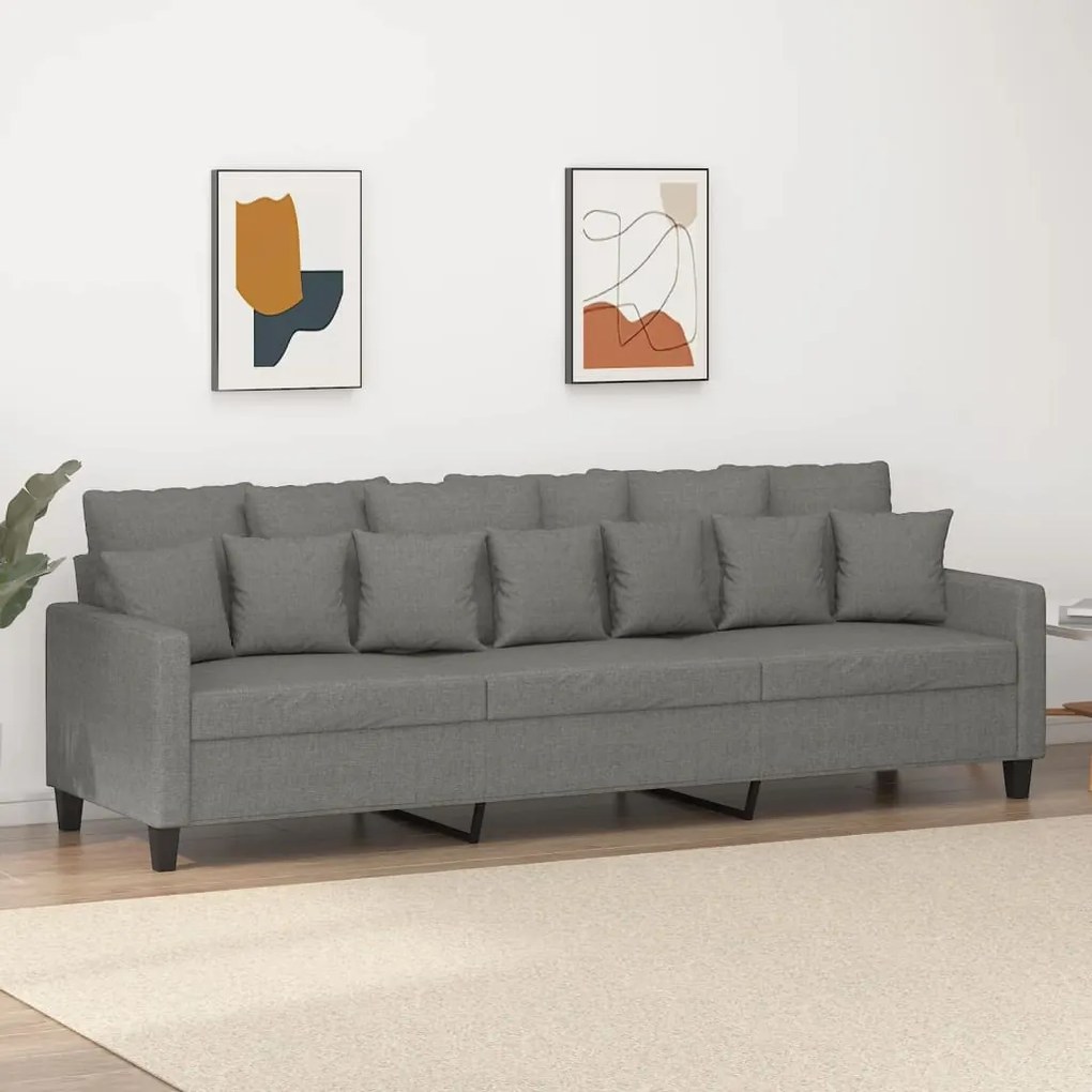 348848 vidaXL Canapea cu 3 locuri, gri închis, 210 cm, material textil