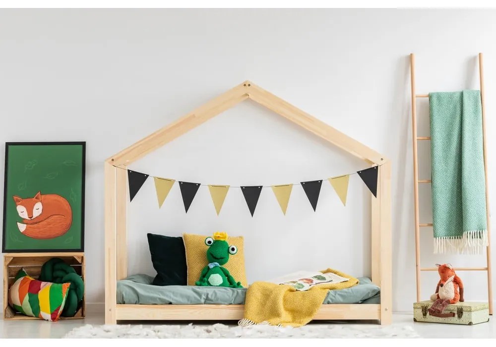 Pat pentru copii în formă de căsuță din lemn de pin 70x140 cm Mila RM - Adeko