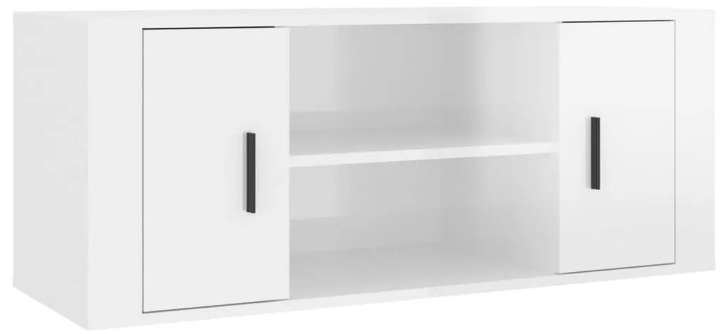823093 vidaXL Comodă TV, alb extralucios, 100x35x40 cm, lemn prelucrat
