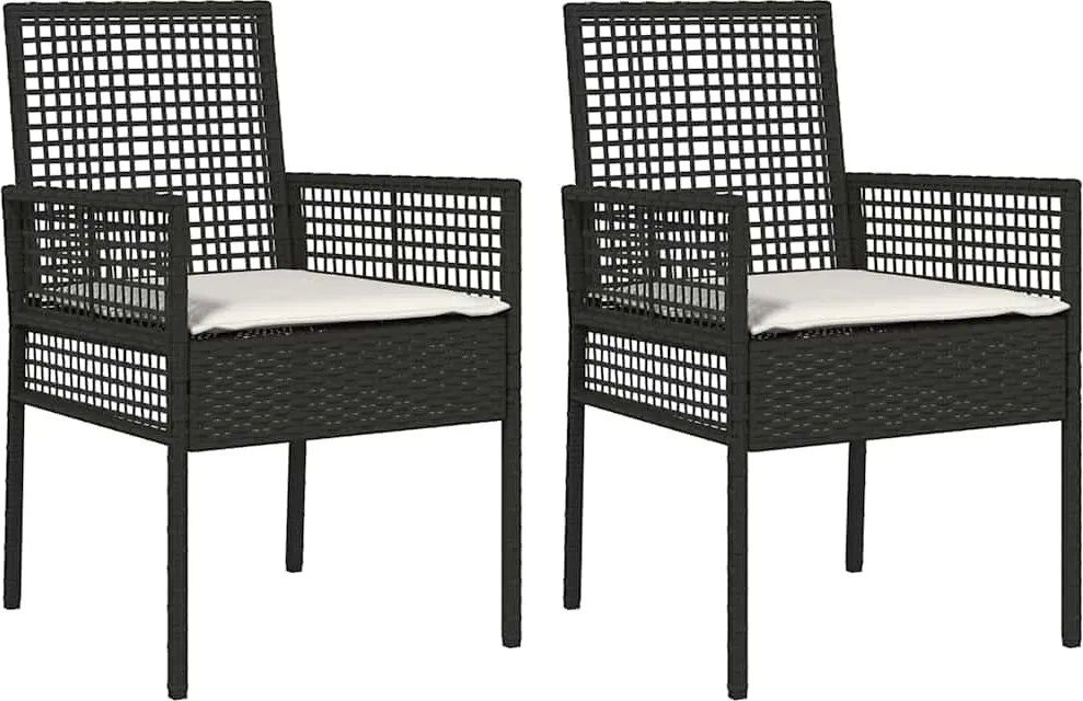 vidaXL Scaun pentru Grădină 2 pcs Negru 55 x 53 x 85 cm poliratan