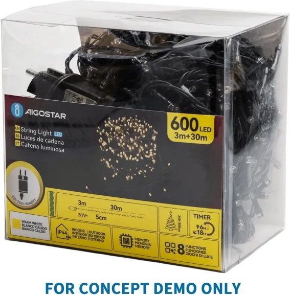 Aigostar - Ghirlandă LED de Crăciun pentru exterior 1500xLED/8 funcții 33m IP44 alb rece