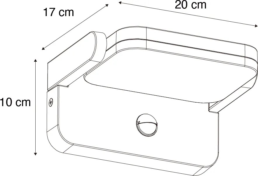 Aplică de perete exterioară neagră cu LED reglabil cu senzor de mișcare - Kamile