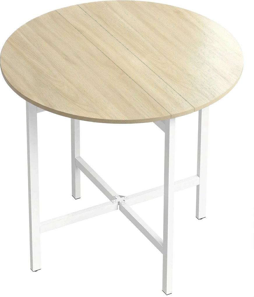 HOMCOM Masă pliabilă, masă rotundă pliabilă 80 cm cu cadru din oțel, loc pentru 2-4 persoane, aspect lemn natural | Aosom Romania