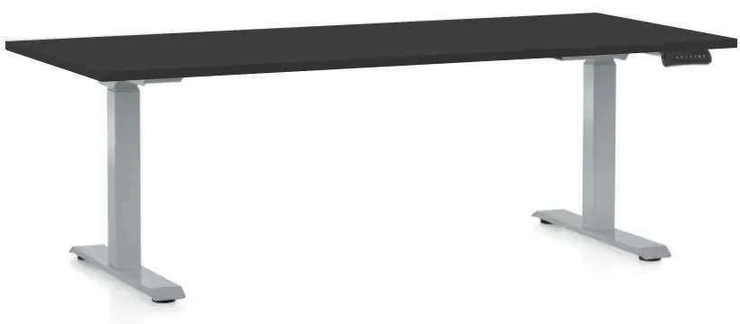 Masa inaltime reglabila OfficeTech D, 180 x 80 cm, bază gri, negru
