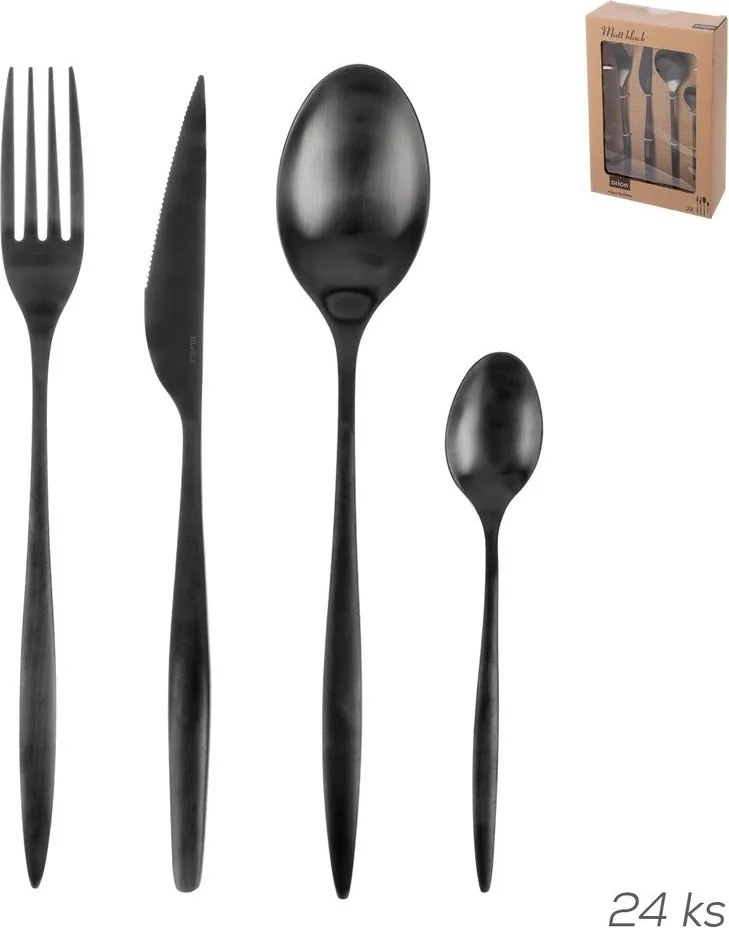 Tacâmuri negre din oțel inoxidabil 24 buc. – Orion