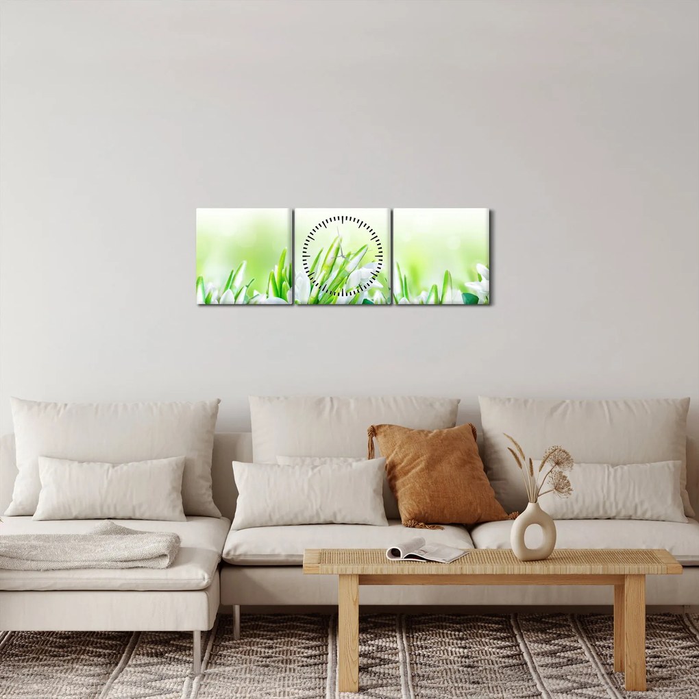 Tablou - Ghiocei (cu ceas) (90x30 cm)
