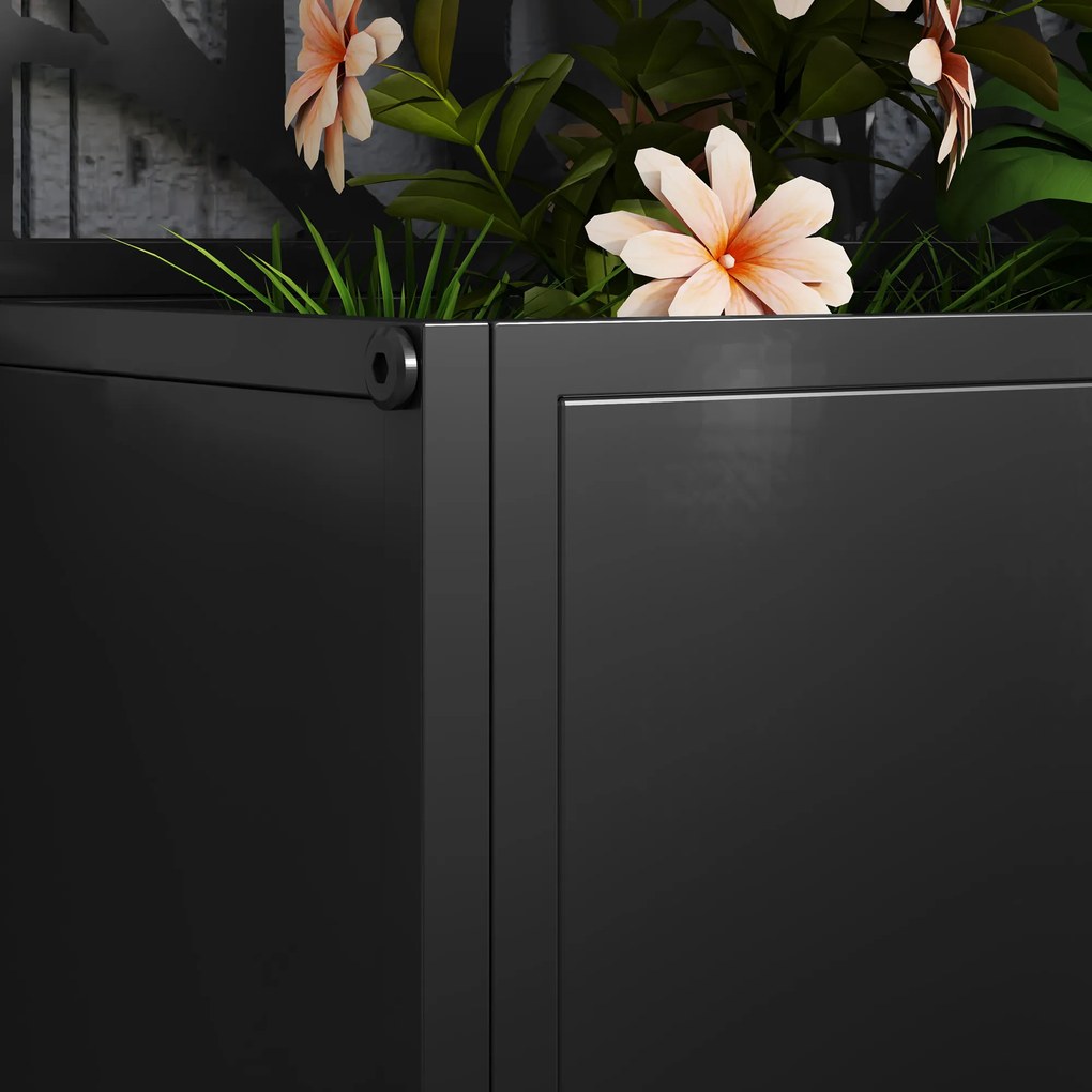 Outsunny Jardinieră cu spalier, ghiveci pentru plante cățărătoare, legume, flori din metal 61 x 23 x 113 cm negru | Aosom Romania