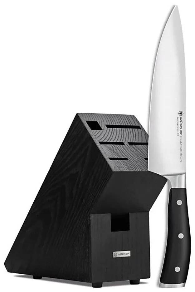 Cuțitul bucătarului Wüsthof CLASSIC IKON 20 cm în suport de fag/negru