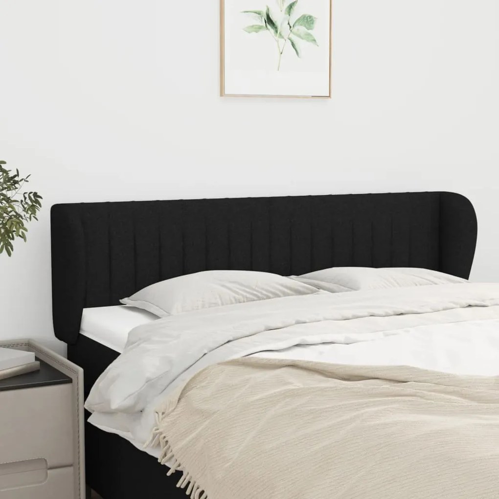 vidaXL Tăblie de pat cu aripioare negru 147x23x78/88 cm textil