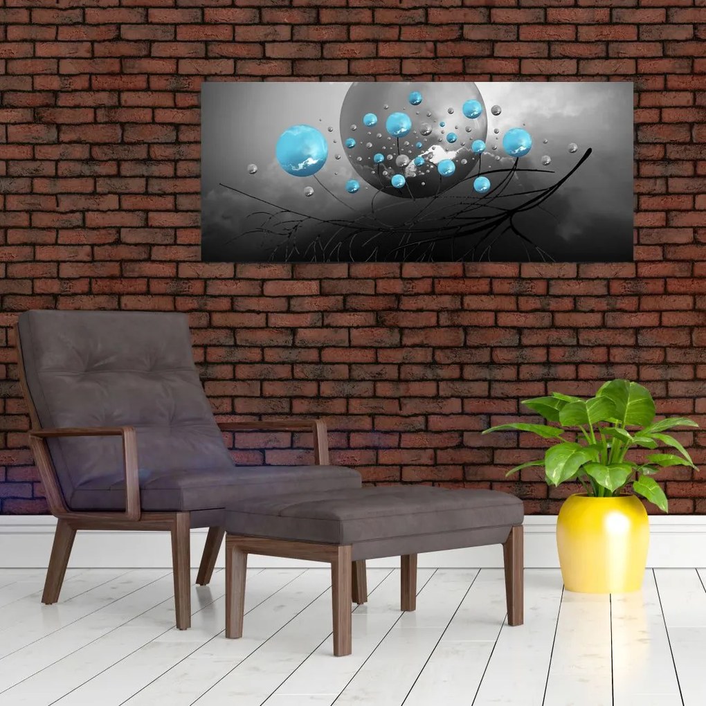 Tabloul - bile abstracte albastru deschis (120x50 cm)