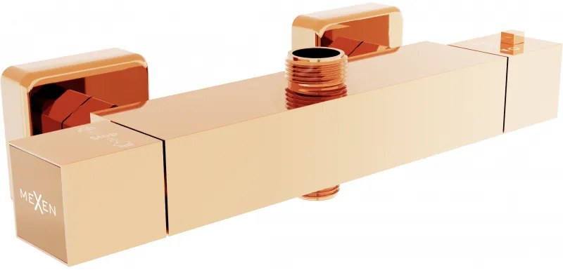 Mexen Cube baterie de duș termostatică, aur roz - 77250-60