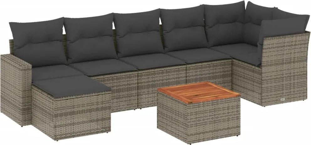vidaXL Set canapele de grădină cu perne, 8 piese, gri, poliratan