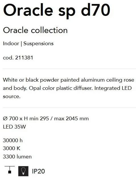 Lustra LED design modern ORACLE SP D70 BIANCO