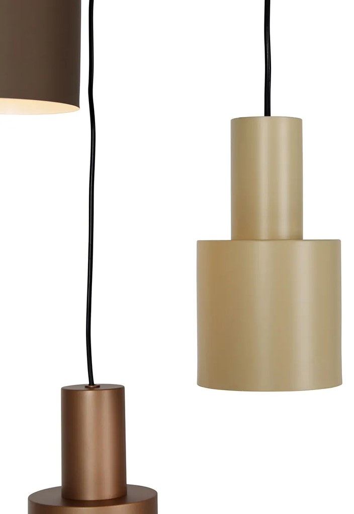 Lampă suspendată bronz cu taupe și bej 3 lumini - Ans