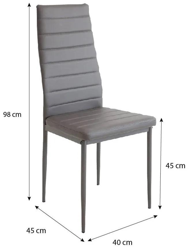 Set de sufragerie pentru 4 persoane Maasix WTS High Gloss, alb-gri, cu scaune Grey Coleta