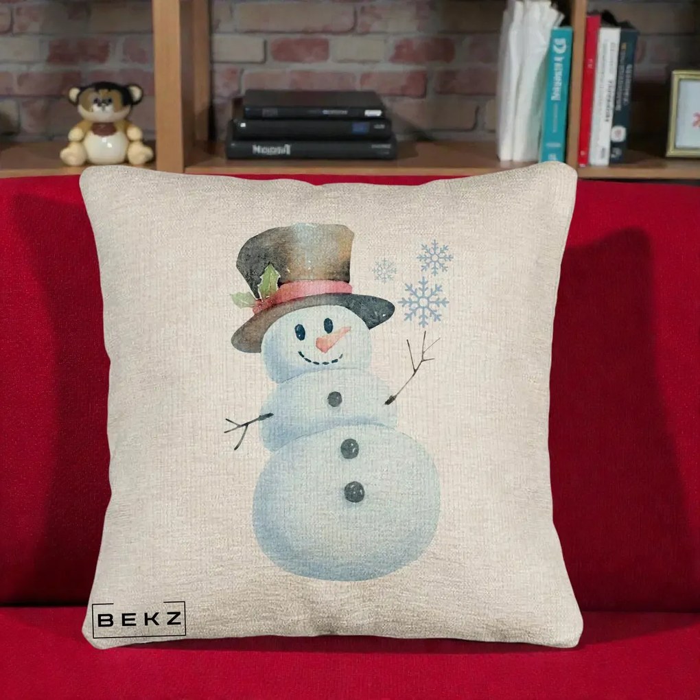 Perna Decorativa Om de Zapada cu Joben si Vasc, 40x40 cm, Bej Canapea, Husa Detasabila, Perna Inclusa, BEKZ®