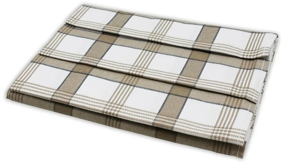 Șervet bucătărie din bumbac egiptean Carouri maro, 50 x 70 cm, set 3 buc.