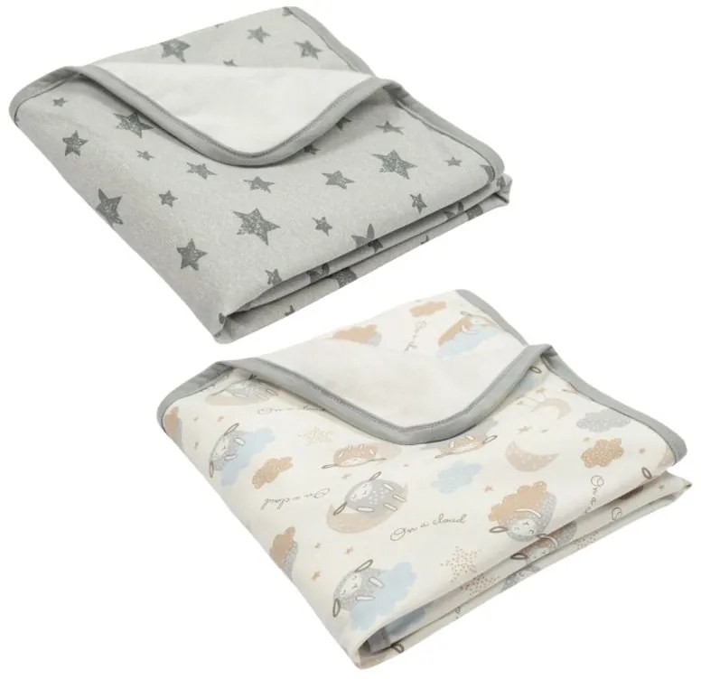 Set 2 paturici din bumbac flausat moale si pufos pe interior 85x85 cm Kidizi On a Cloud Grey