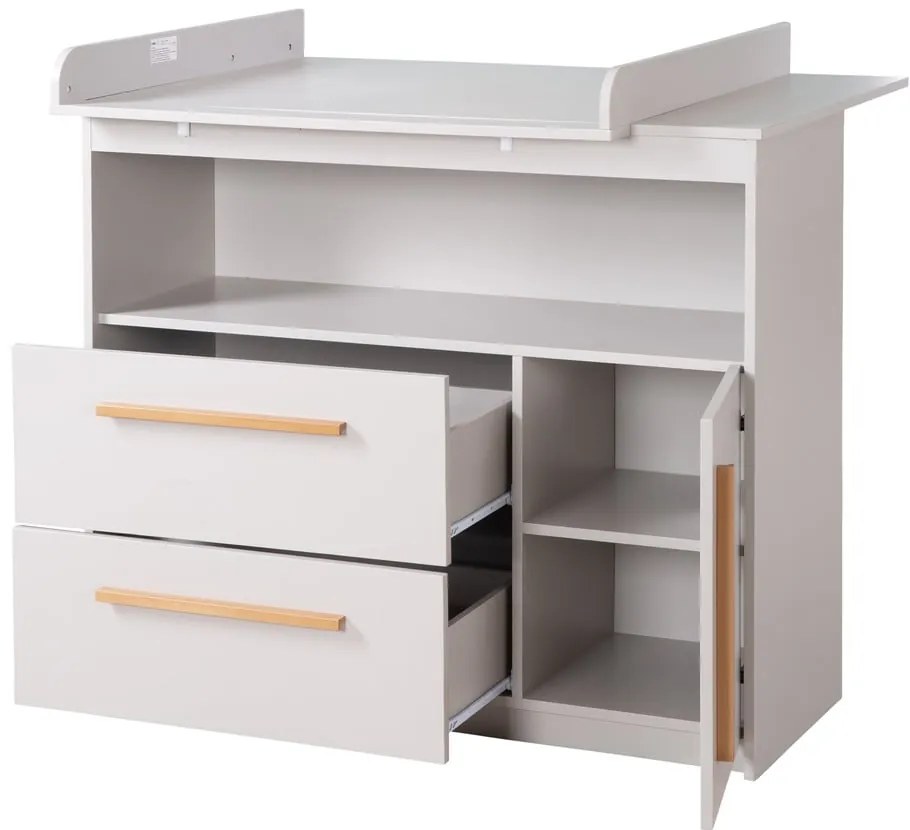 Comodă de copii gri deschis cu masă de schimbat 107x98x75 cm Lea – Roba