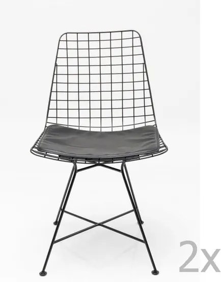 Set 2 scaune din oțel Kare Design Grid, negru