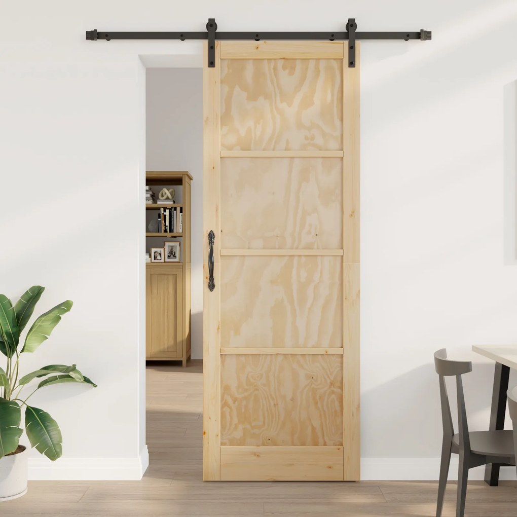Ușa glisantă vidaXL cu set de feronerie 83x232 cm din lemn solid de pin