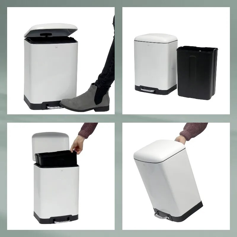 Coș cu pedale Kela DAVINO 12 l, alb