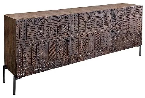 Comoda lemn de mango relief 3D TRIBAL 180cm