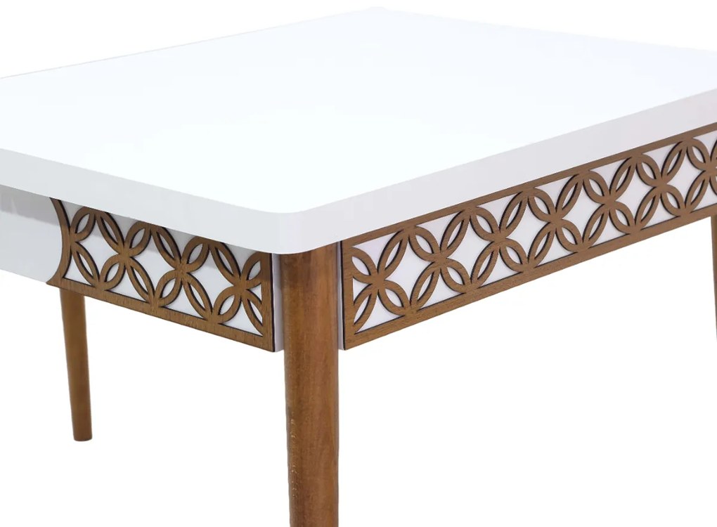 Set masa extensibila cu model 80 x 130/170 cm cu 6 scaune, culoare crem