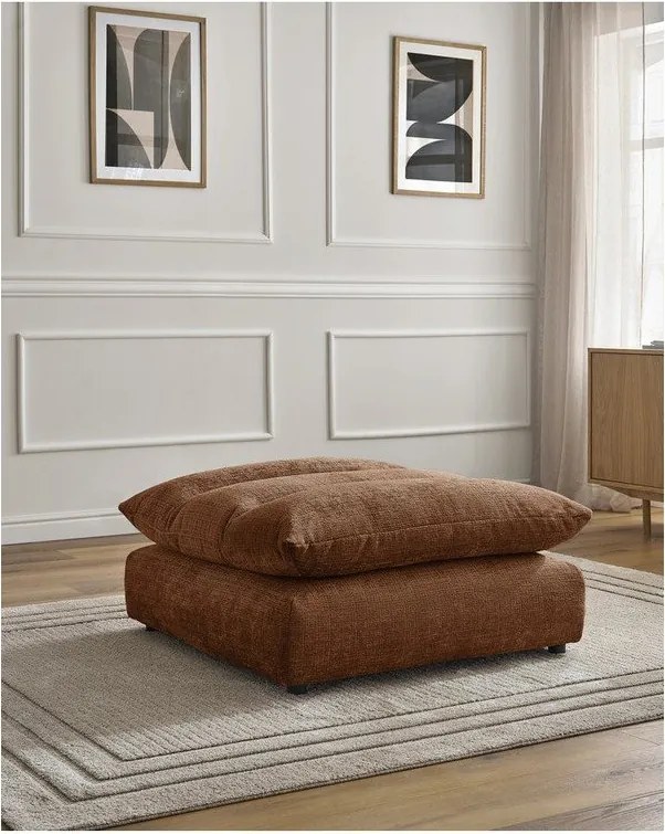 Taburet portocaliu cu tapițerie din chenille Neil – Bobochic Paris