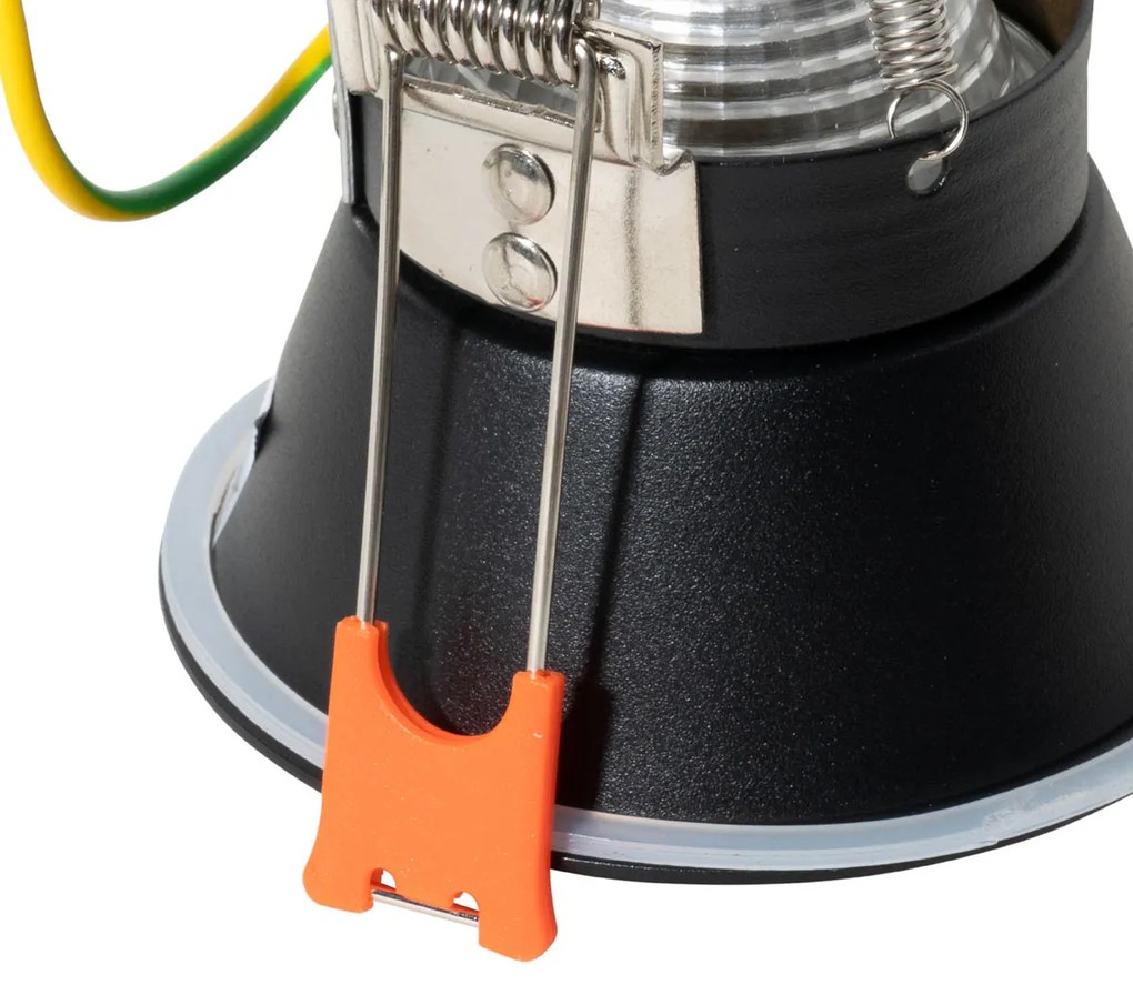 Set de 6 Spoturi încastrate moderne Negre cu auriu GU10 50mm IP44 - Dept