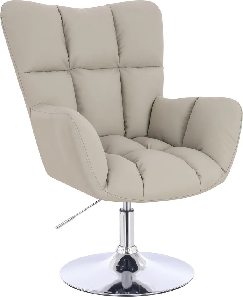 HR650N Scaun Ecru Piele Ecologica Premium Soft cu Bază Cromata