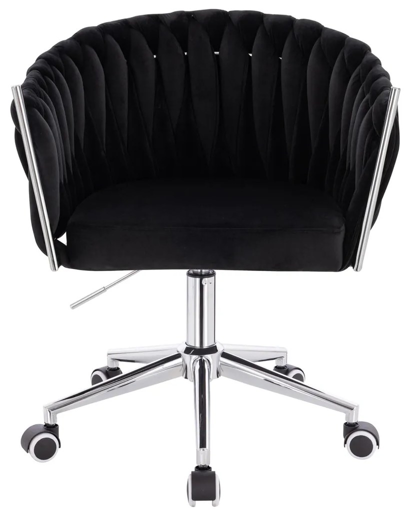 HR750K Scaun Neagră din Catifea cu Bază Cromata