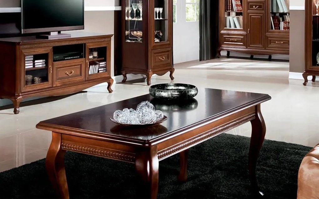 Masă lemn masiv nuc Cafea Vanessa /Crem, 120 × 60 × 57 cm