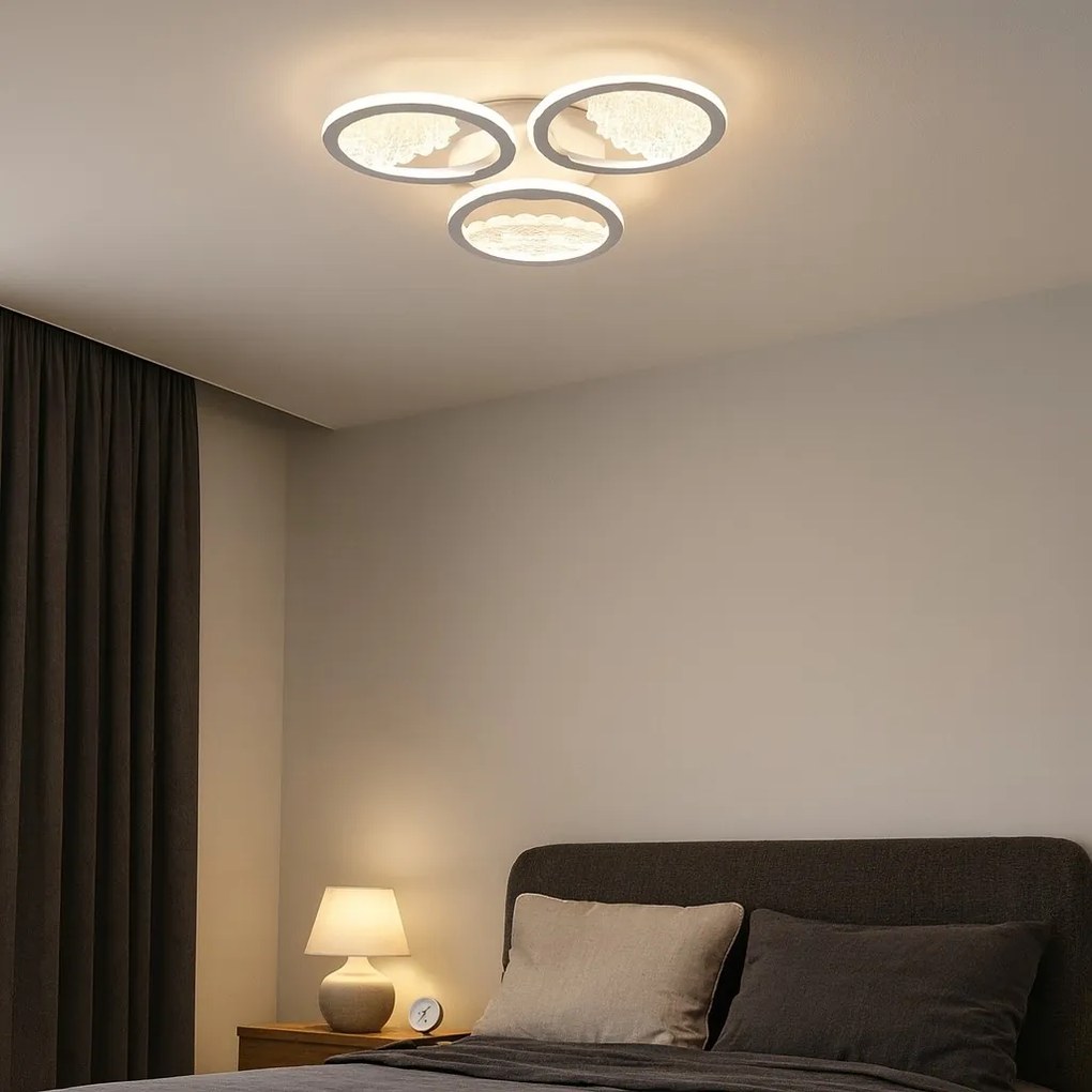 Lustră LED Modernă 66036-3T WH, Ø53,5 cm, 3000–6500K, cu Telecomandă – Alb
