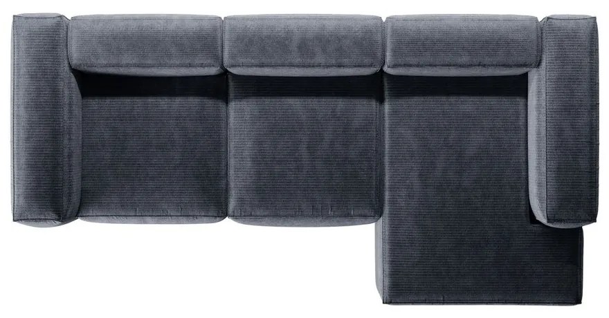 Colțar albastru prăfuit cu tapițerie din catifea reiată (cu colț pe partea dreaptă/cu șezlong) Bergamo – Cosmopolitan Design