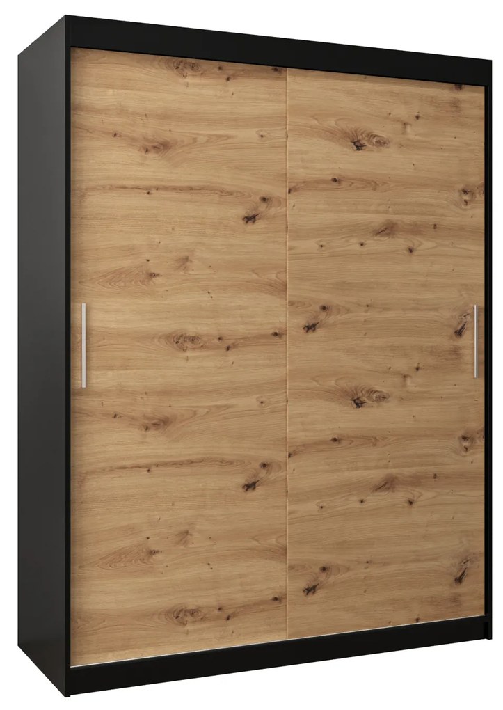 Dulap de haine 150 cm Toki (negru mat + stejar artisan). 1064823