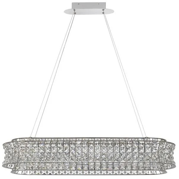 Lustra suspendata LED crom, cristale sticla CELYSIA 100x30cm