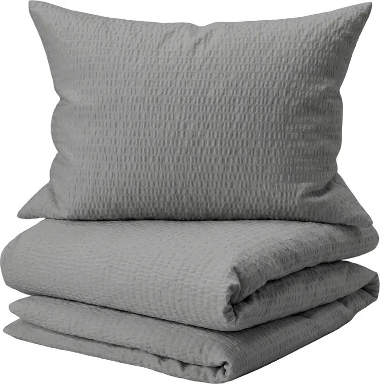 Set lenjerie de pat krep DENYX BLEND gri + Cearsaf Jersey 180 x 200 cm gri deschis, pat dublu