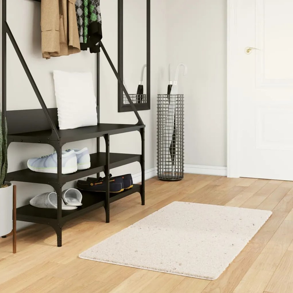 vidaXL Covor pufos &quot;PAMPLONA&quot; cu fire înalte, crem modern, 60x110 cm