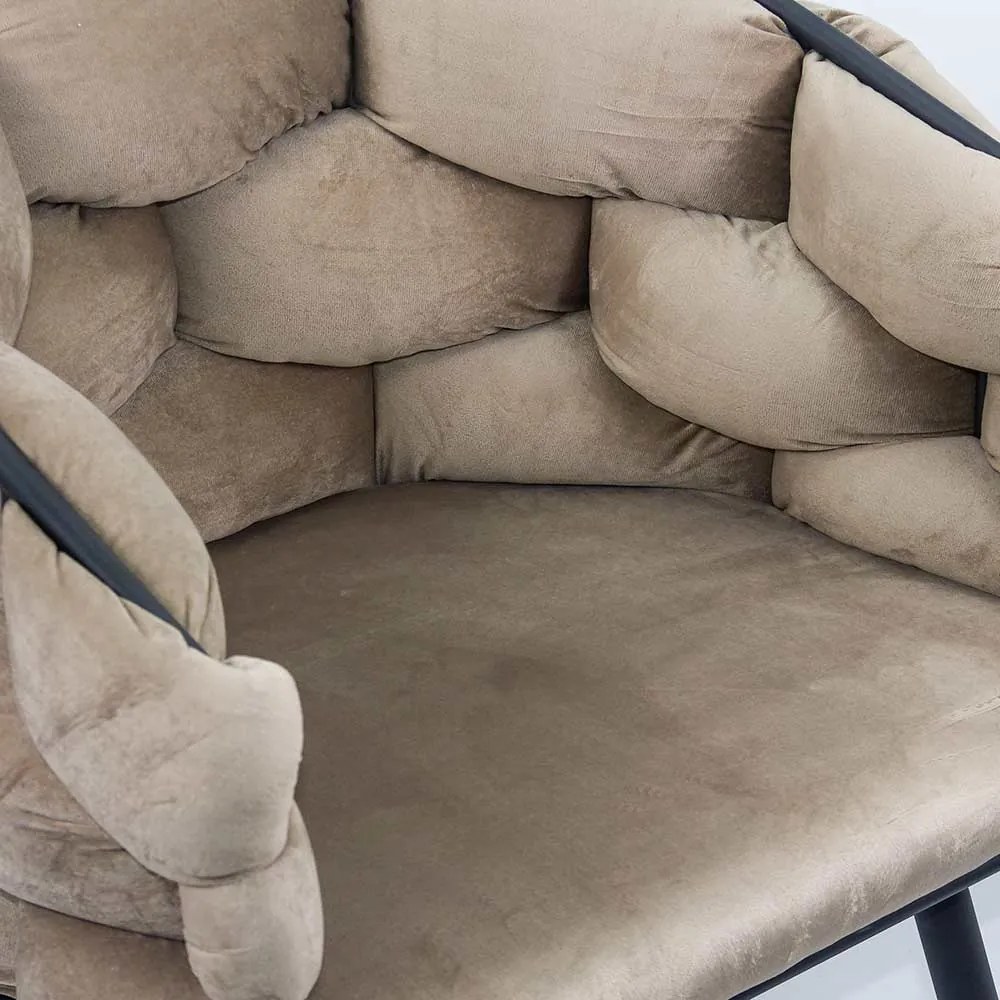 Scaun living modern din catifea si cadru metalic BUC 256 bej