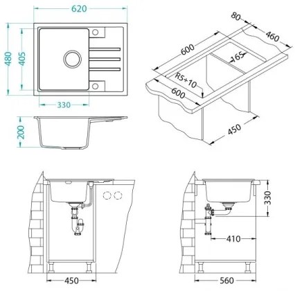 Chiuvetă de bucătărie ALVEUS 1149080 INTERMEZZO 62x48 cm negru mat