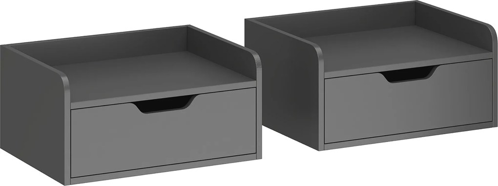 HOMCOM Set de 2 noptiere suspendate tables de nuit suspendues sertar blat aspect lemn dim. 40L x 30l x 19,5H cm | Aosom Romania