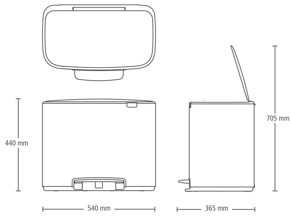 Coș de gunoi negru mat de reciclat/cu pedală din oțel 34 l Bo – Brabantia