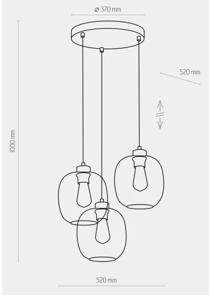 Candelabru pe cablu ELIO 3xE27/15W/230V