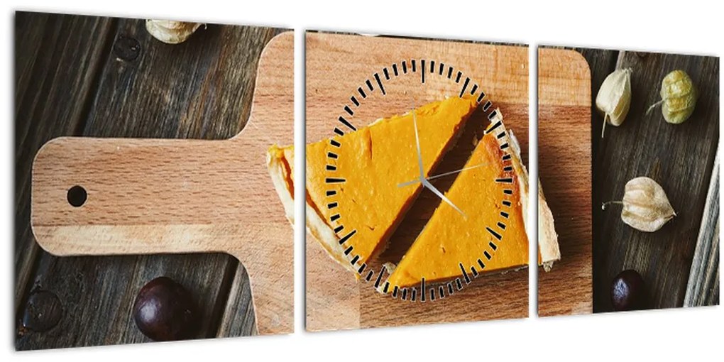 Tablou -Prăjitură cu dovleac (cu ceas) (90x30 cm)