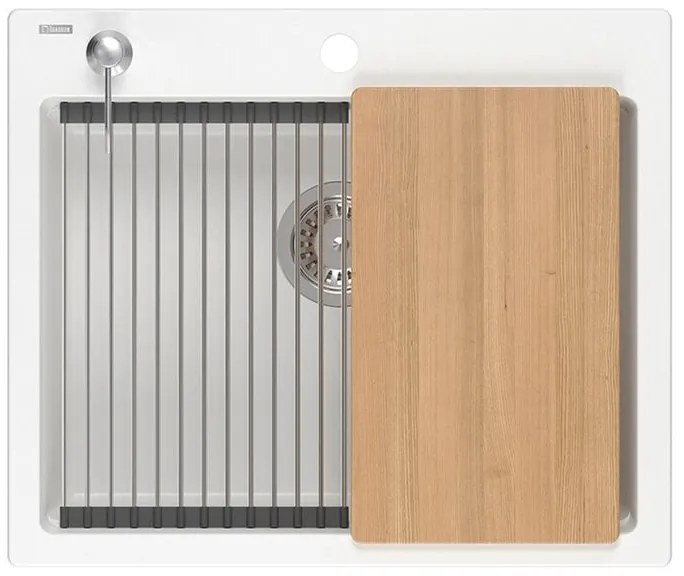 Chiuveta din granit KURT 110 WORKSTATION alb