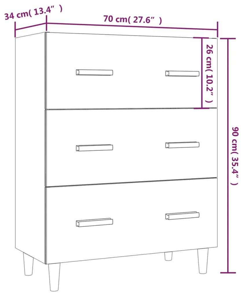 Servanta, stejar maro, 70x34x90 cm, lemn prelucrat 1, Stejar brun