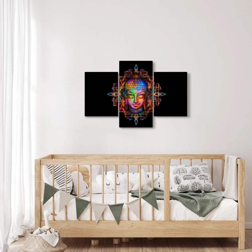 Tablou - Bustul lui Buddha în culori neon (90x60 cm)