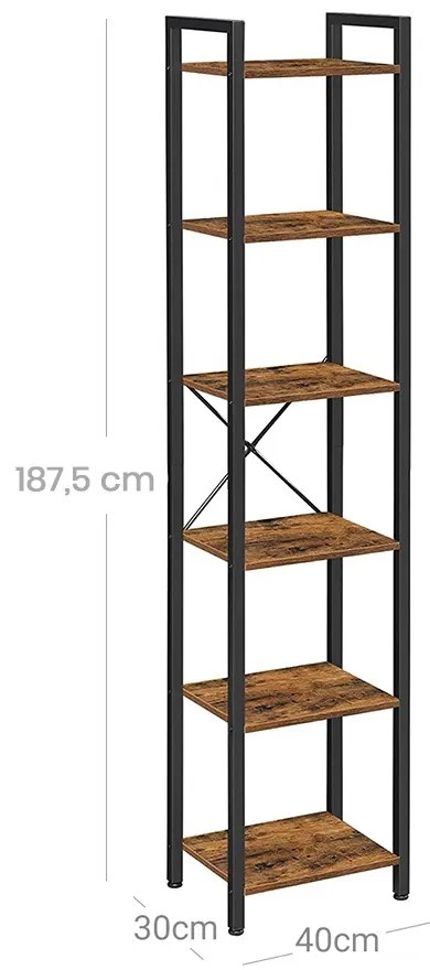 Raft deschis cu 6 niveluri 40x30x187,5 cm