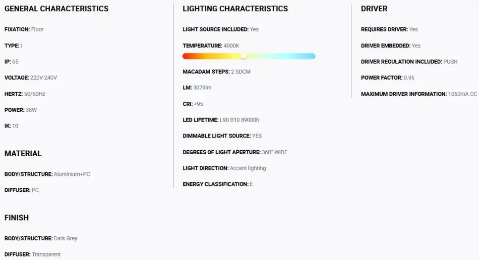 Stalp LED iluminat exterior simetric 360º wide IP65 RUSH 310cm 4000K CASAMBI